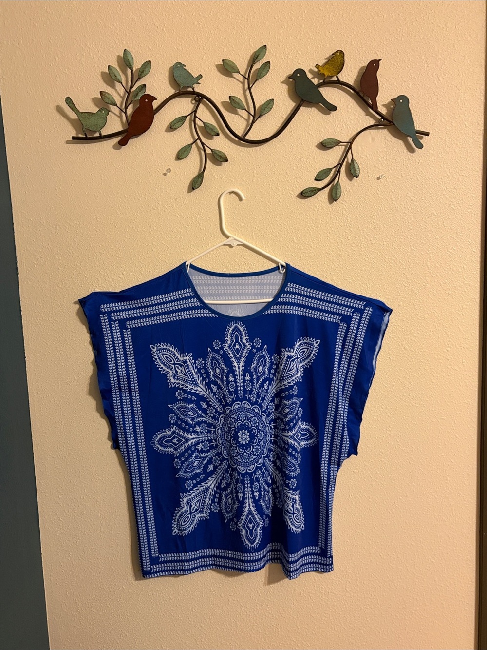 Blue Mandala Print Women’s Top - Relaxed Fit